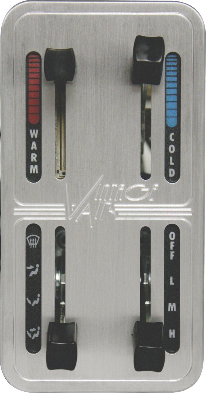 Vintage Air Gen-II Machined Face Panels 48102-SVQ Control Panel, Aluminum, Polished, 4-Lever, In-Dash, Kit