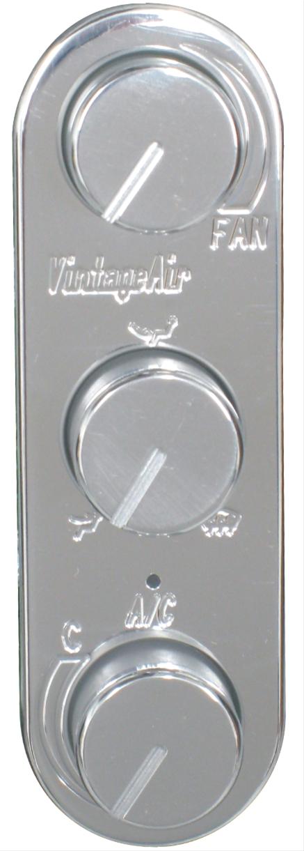 Vintage Air Gen-IV ProLine 3-Knob Control Panels 491214-RVA Climate Panel, Gen IV ProLine, 3-Knob, Aluminum, Polished, In-Dash, Kit