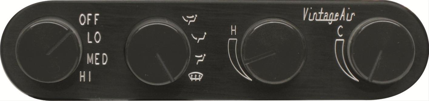Vintage Air Gen-II Streamline 4-Knob Panels 491229 Control Panel, Aluminum, Black Anodized, Gen II, In-Dash, Kit