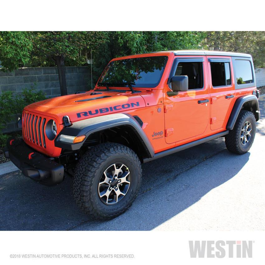 Westin Tape-On Slim Wind Deflectors for 2018-2022 WRANGLER - 72-51404 Side Window Visors, Acrylic, Smoke, Double-Sided Tape, Front and Rear, Jeep, Set of 4 thumbnail 2