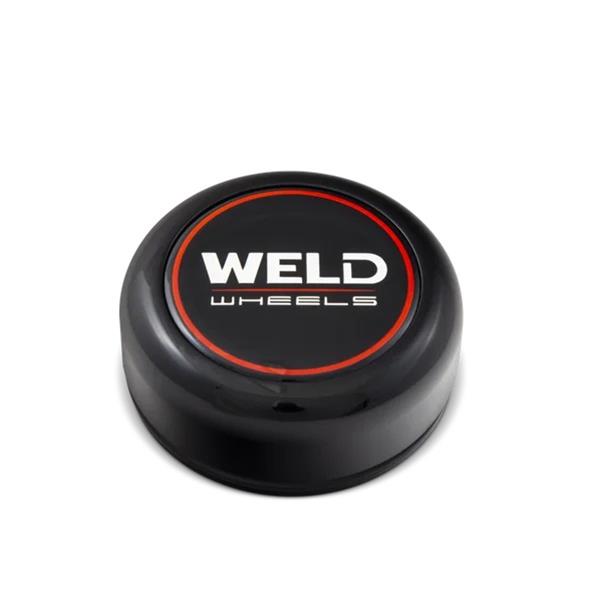 Weld 3.0in Alum O-Ring Cap 0.86in tall Gloss BLK/Gloss BLK Lens/CHR logo