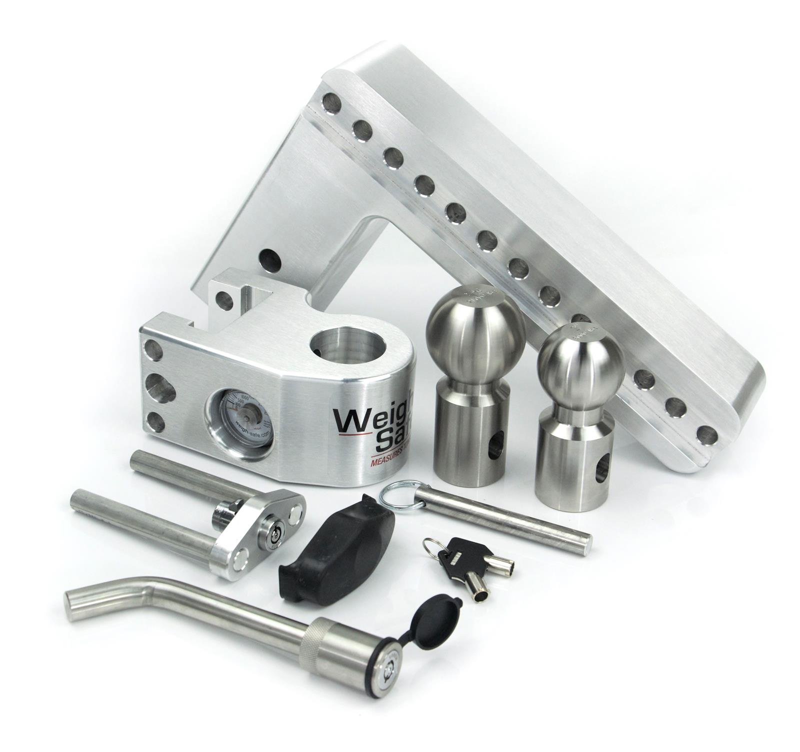 Weigh Safe 10in Drop Hitch w/Built-in Scale & 3in Shank (10K/21K GTWR) w/WS05 - Aluminum
