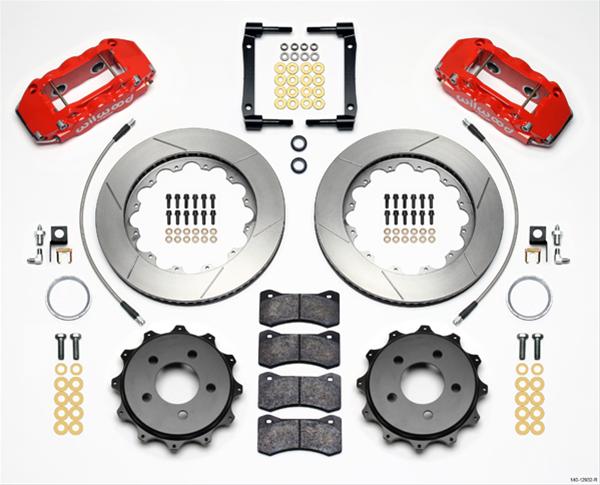 Wilwood AERO4 Big Brake Rear Kits 140-12932-R Disc Kit, Brake, 14.25 in. Slotted Rotor, 4-Piston Red Powdercoated Caliper, Pontiac, Uses Factory E-Brake, Kit thumbnail 2