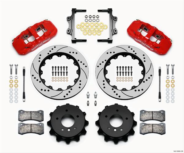 Wilwood AERO4 Rear Kit 14.00 Drilled Red 2007-2011 BMW E90 Series w/Lines thumbnail 3