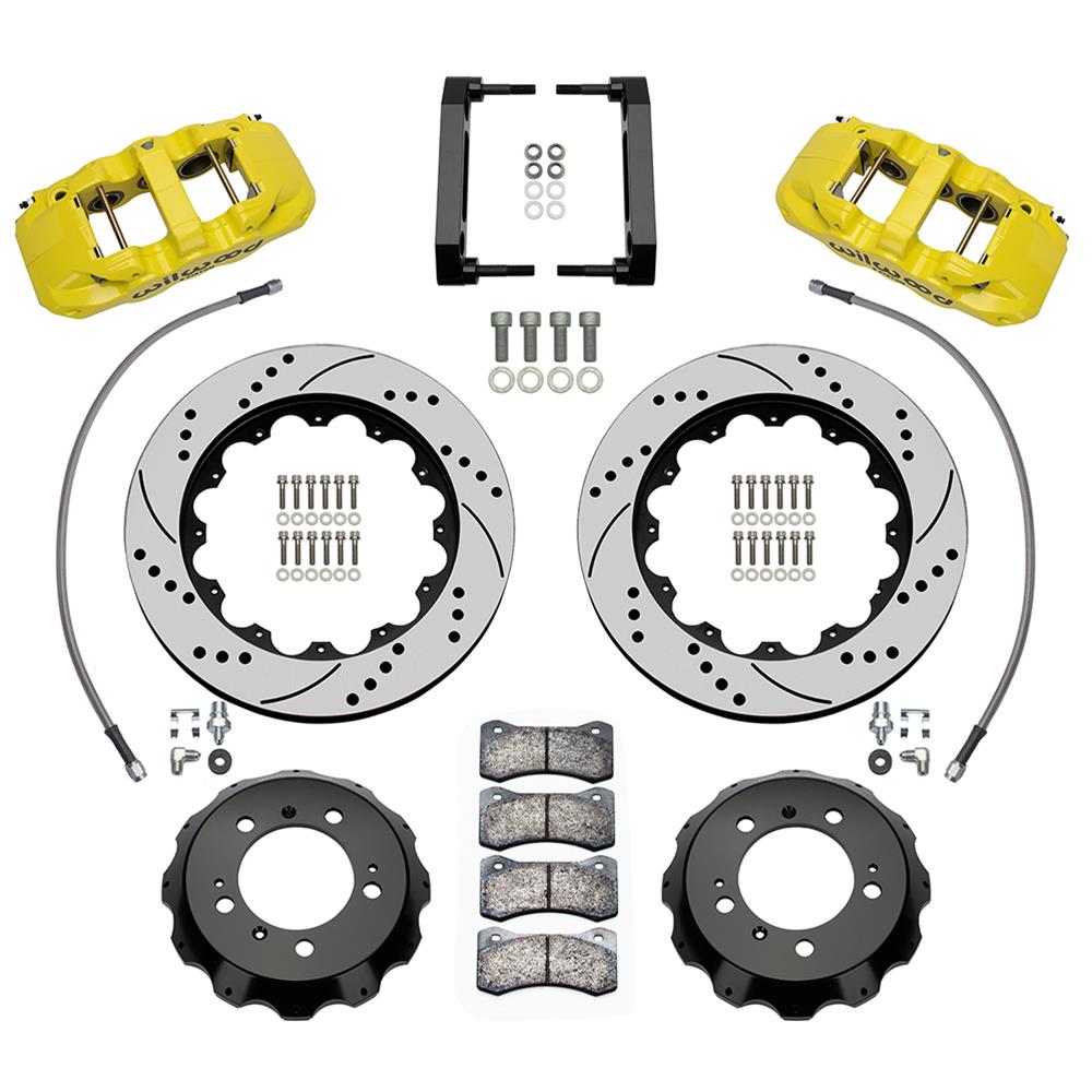 Wilwood 99-12 Porsche 911 (996/997) Aero6 Front Brake Kit Drill/Slot 14.00in Rotor W/Lines - Yellow