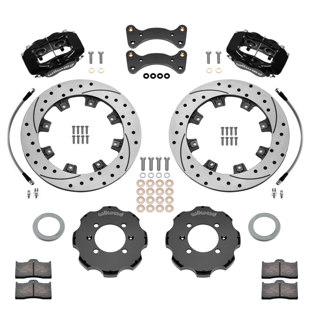 Wilwood Forged Dynalite Front Hat Kit 11.75in SRP Drilled/Slotted Rotor Black Caliper 90-05 Miata
