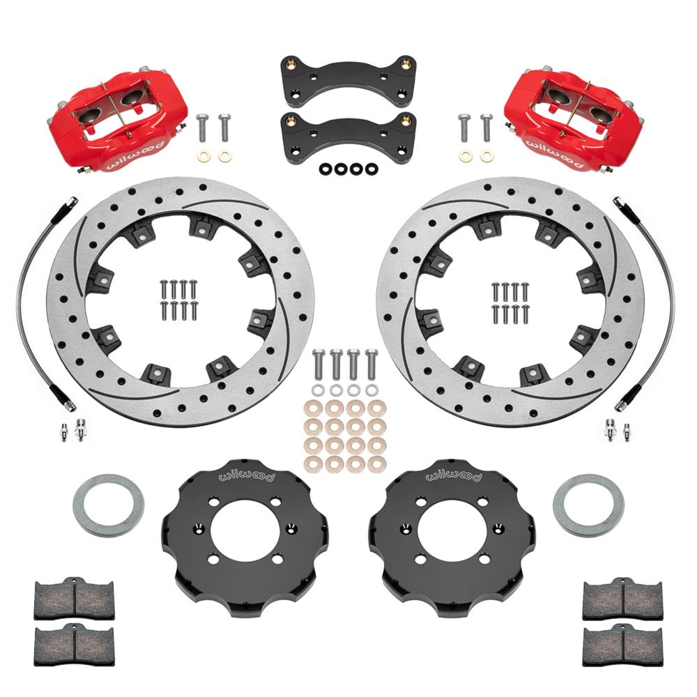 Wilwood Forged Dynalite Front Hat Kit 11.75in SRP Drilled/Slotted Rotor Red Caliper 90-05 Miata