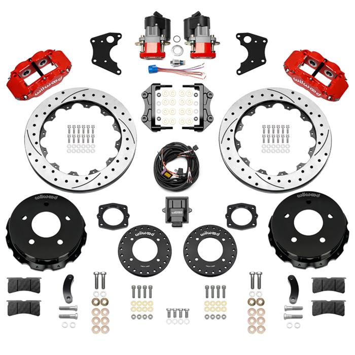 Wilwood 88-98 GM C1500 Superlite Rear Elec. Parking Brake Kit 12.88in SRP Rotor 3.25in Offset - Red thumbnail 3