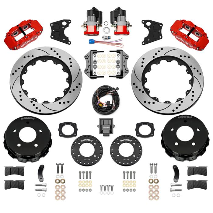 Wilwood 88-98 GM C1500 Superlite Rear Elec. Parking Brake Kit 14in SRP Rotor 3.25in Offset - Red thumbnail 3