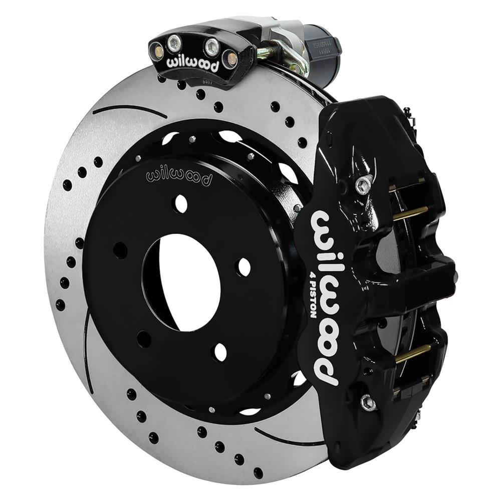 Wilwood 88-98 GM C1500 Aero4 Rear Elec. Parking Brake Kit 14in SRP Rotor 3.25in Offset - Blk