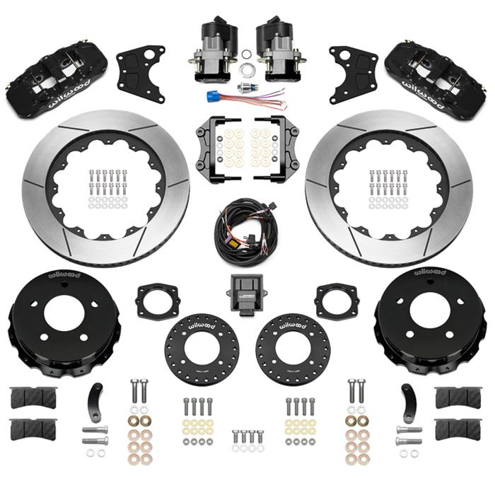 Wilwood 88-98 GM C1500 Aero4 Rear Electronic Parking Brake Kit 14in Rotor 3.25in Offset - Blk thumbnail 3