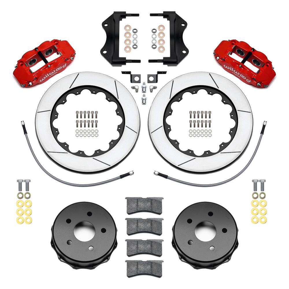 Wilwood 07-18 Jeep Wrangler Narrow Superlite 4R Rear Brake Kit Slotted 13.50in Rotor w/Lines - Red thumbnail 2