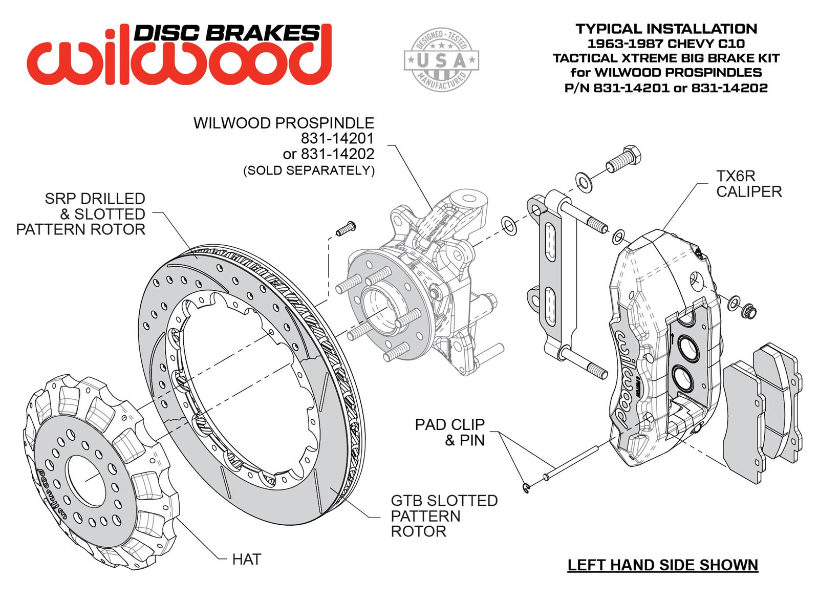Wilwood 63-70 Chevy C10 TX6R Front Kit w/ 16in Rotors & Lines - Red thumbnail 3