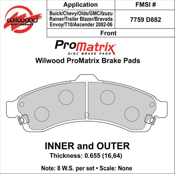 Wilwood Pad Set Promatrix D882 thumbnail 3