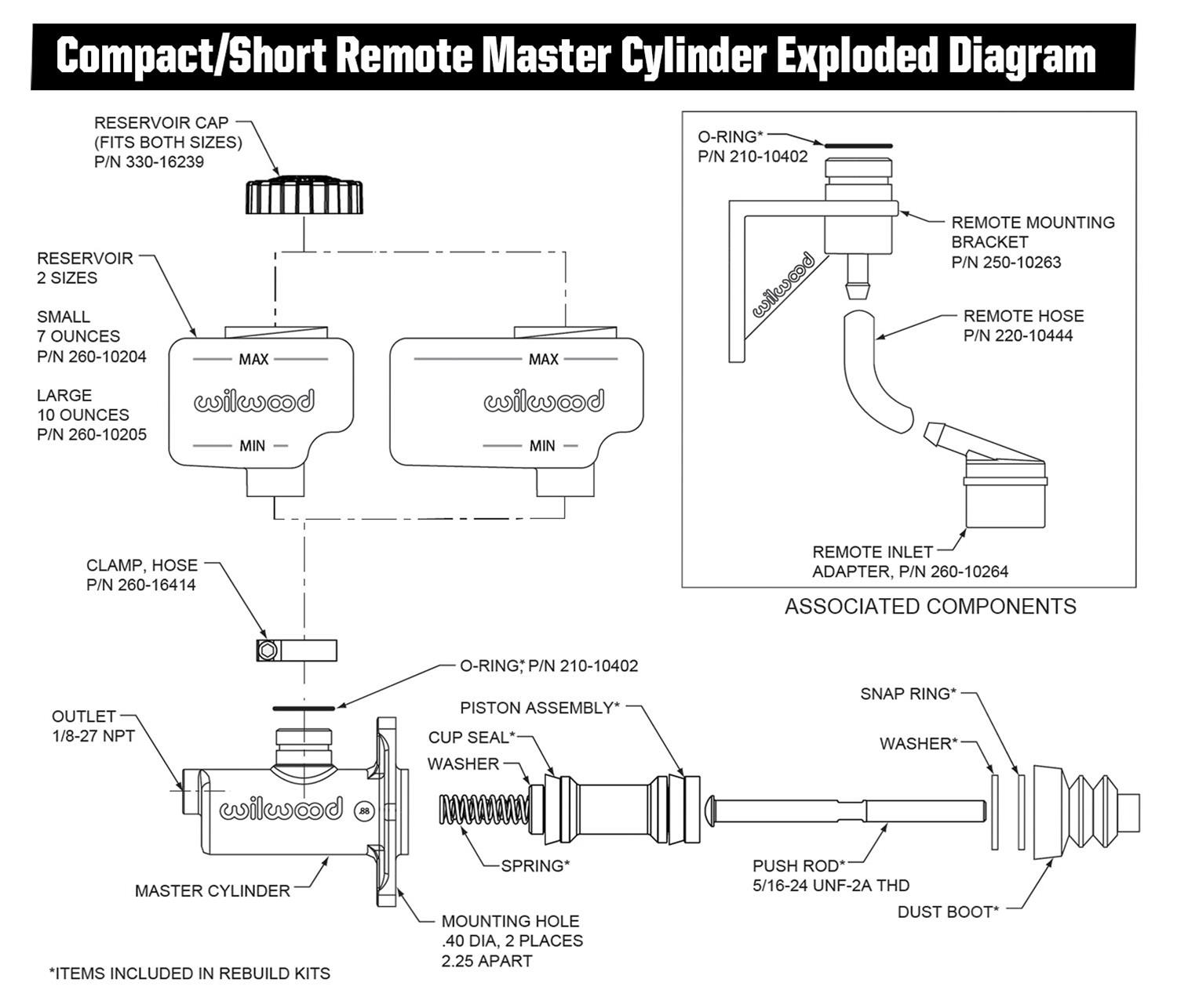 Wilwood Disc Brakes 260-12387 Wilwood Compact Remote Side Mount