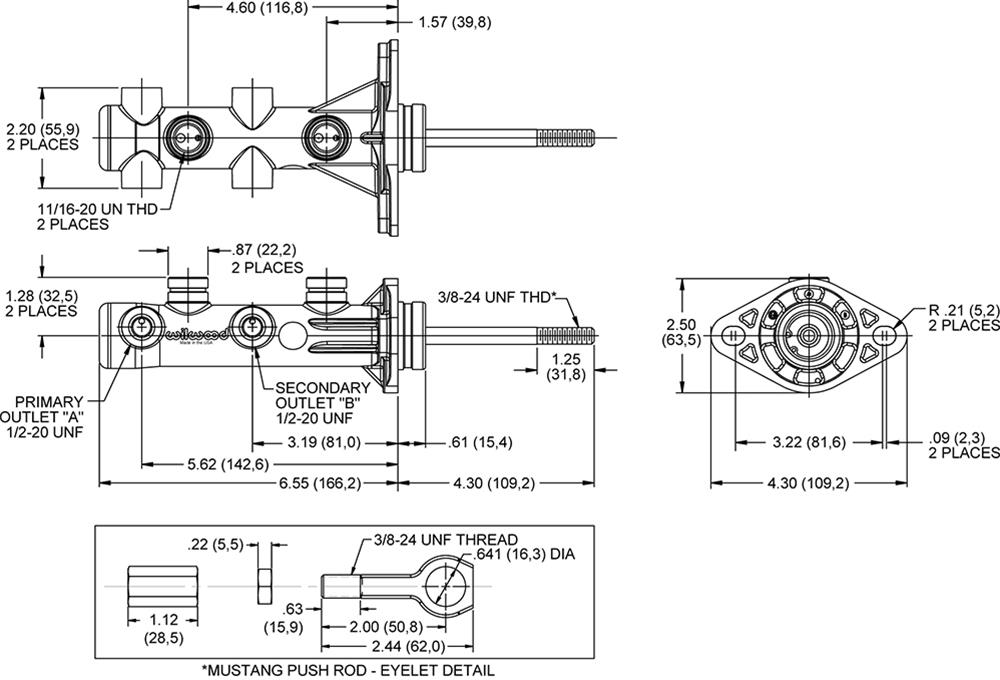 Wilwood Remote Tandem M/C 15/16 Ford Mustang