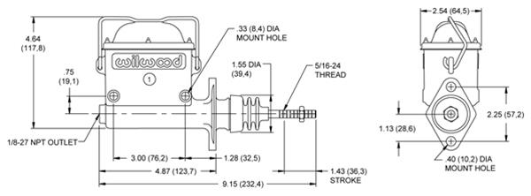 Wilwood Disc Brakes 260-6766 Wilwood High-Volume Master Cylinders