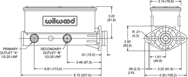 Wilwood Disc Brakes 260-8556-P Wilwood Aluminum Tandem Master