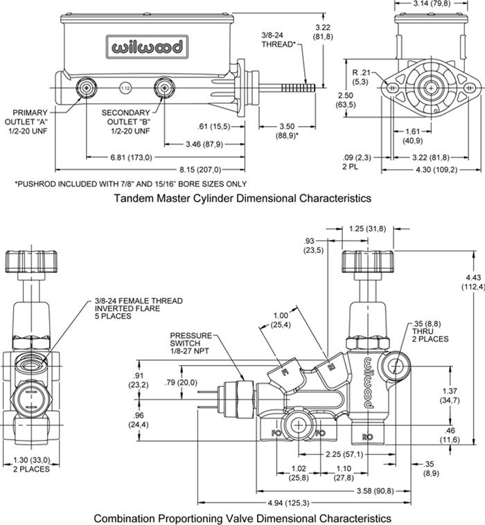 Wilwood Disc Brakes 261-13270 Wilwood Aluminum Tandem Master