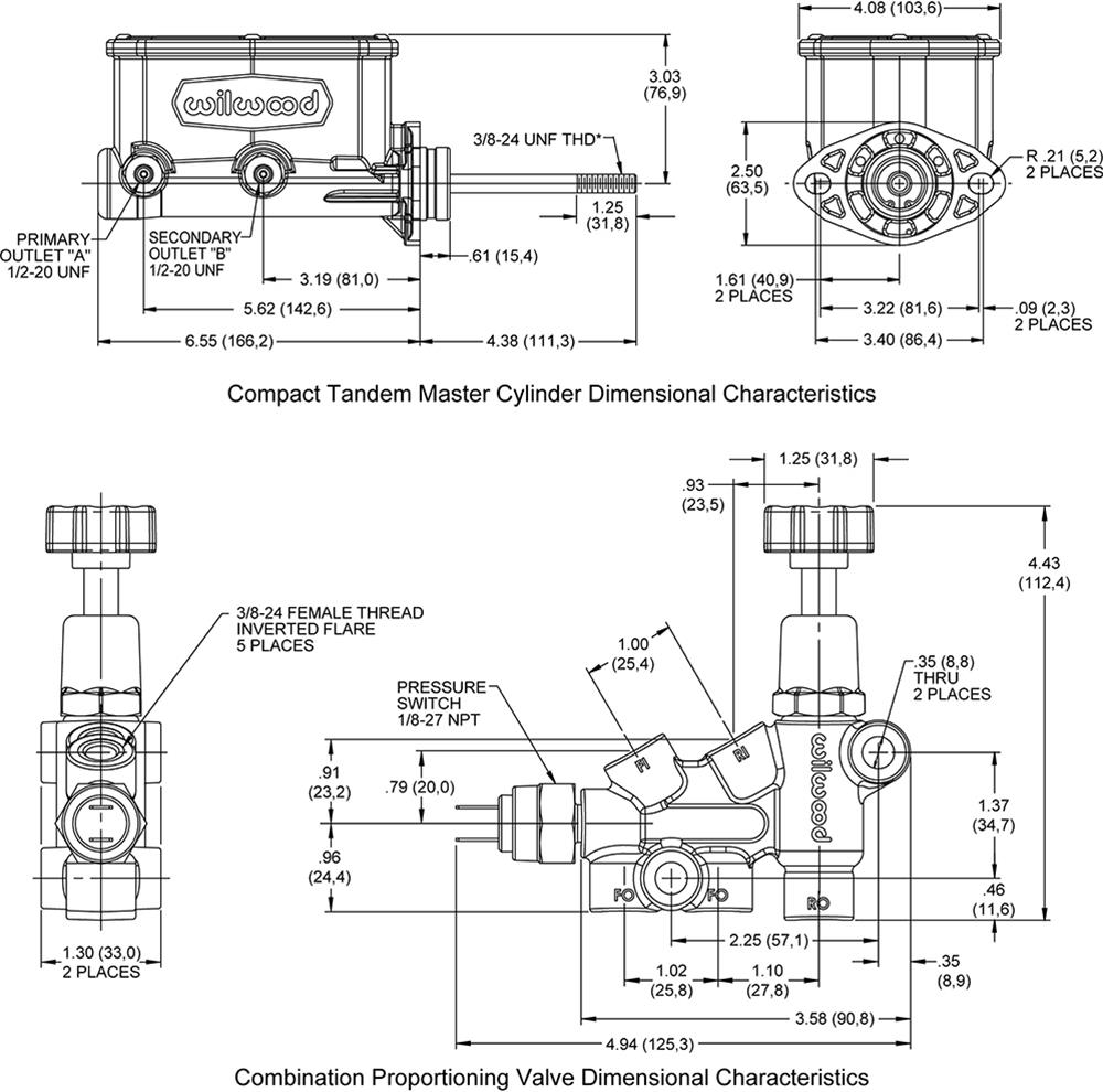 Wilwood Disc Brakes 261-14961-BK Wilwood Aluminum Tandem Compact