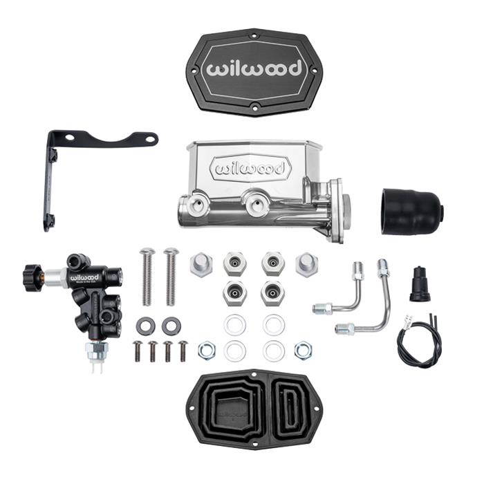 Wilwood MOPAR Compact Tandem M/C Kit w/ P-Valve 1.12in Bore - Chrome Powdercoat