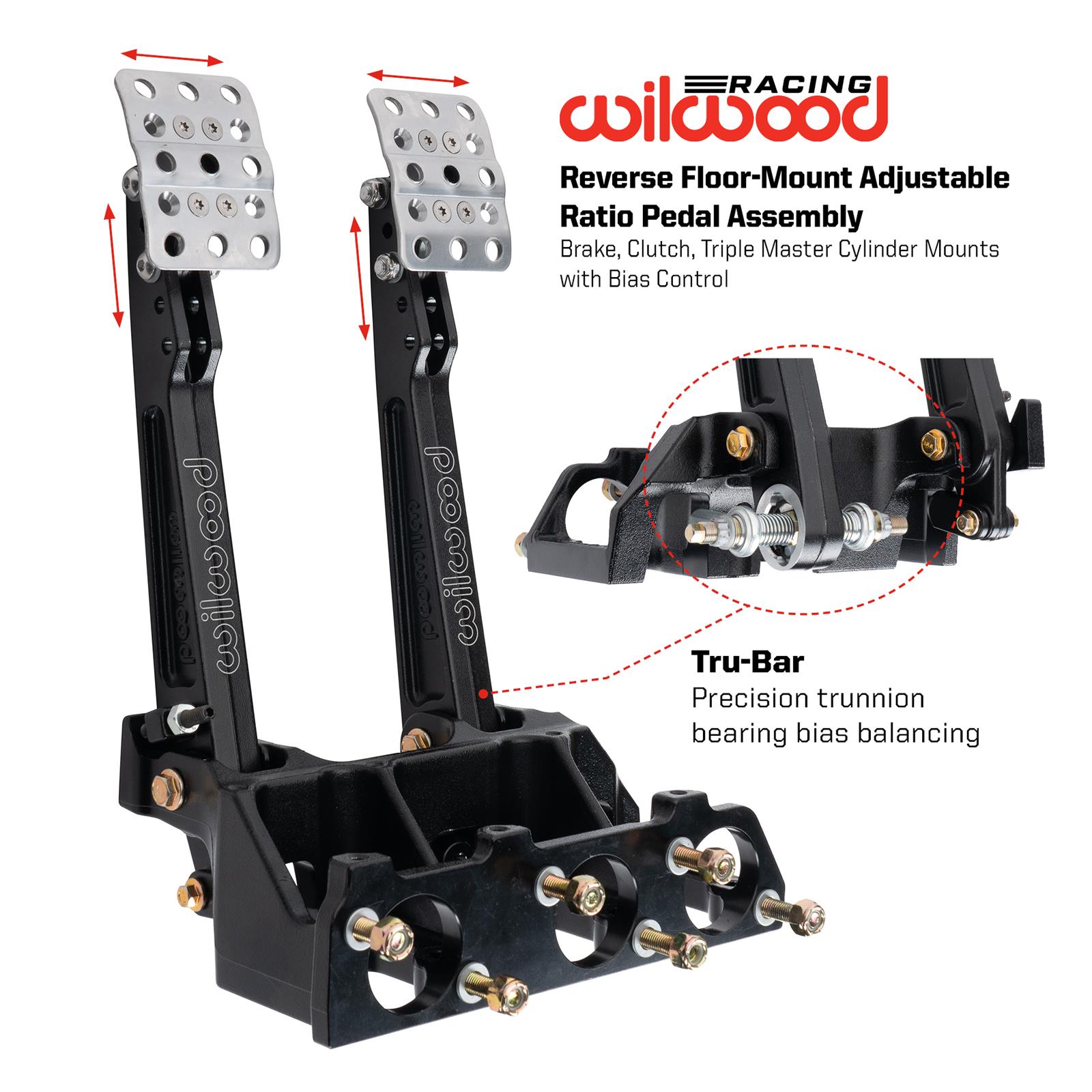 Wilwood Reverse Swing Triple Master Cylinder Pedal w/Tru-Bar thumbnail 7