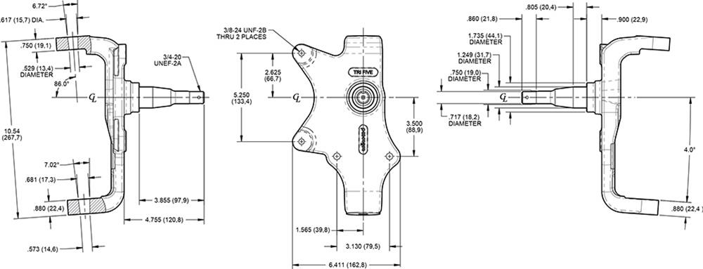 Wilwood Disc Brakes 831-16660 Wilwood Tri-Five ProSpindles