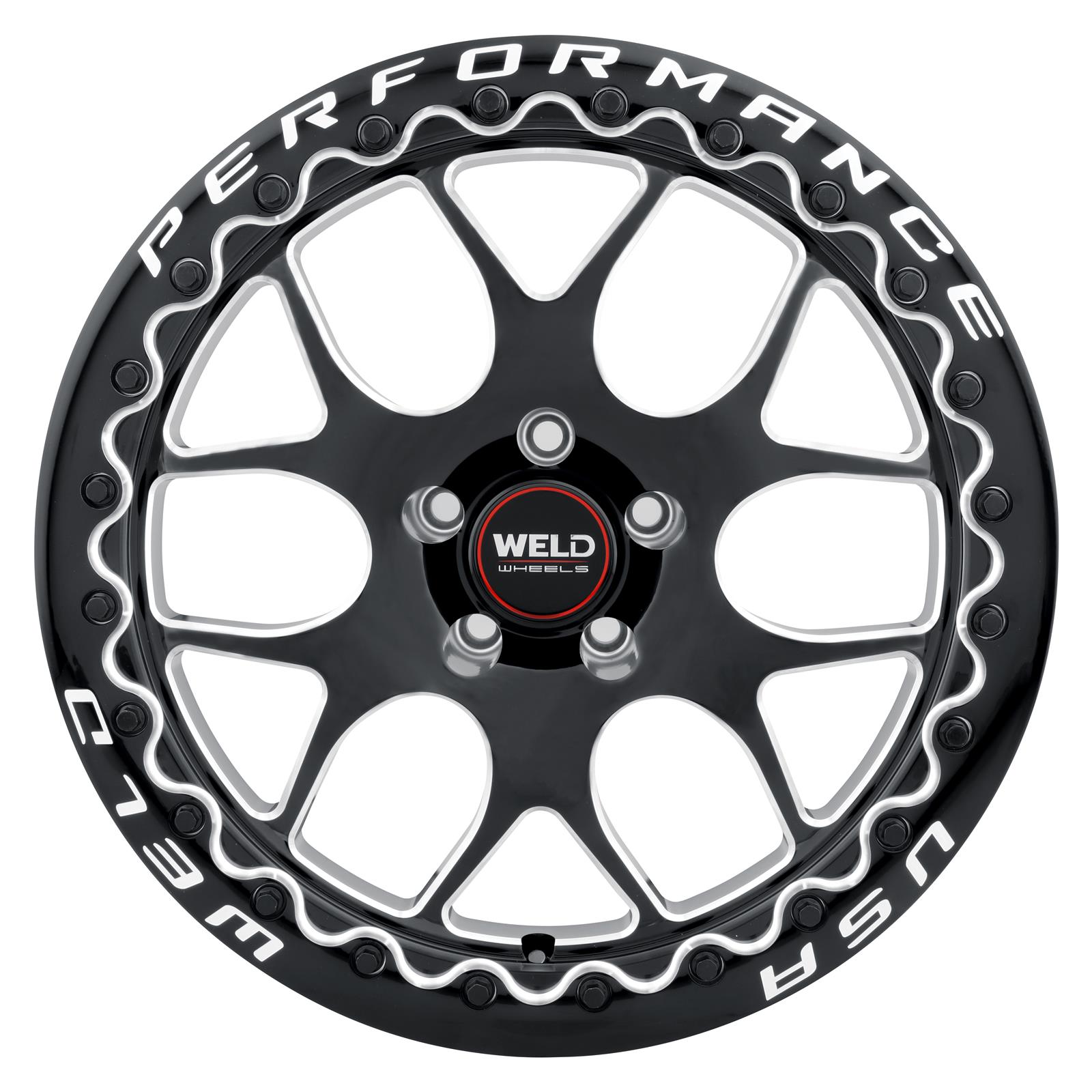 Weld Solana Beadlock 18x10 / 5x120 BP / ET42 / 78.1mm Bore - Gloss Black MIL DIA Wheel