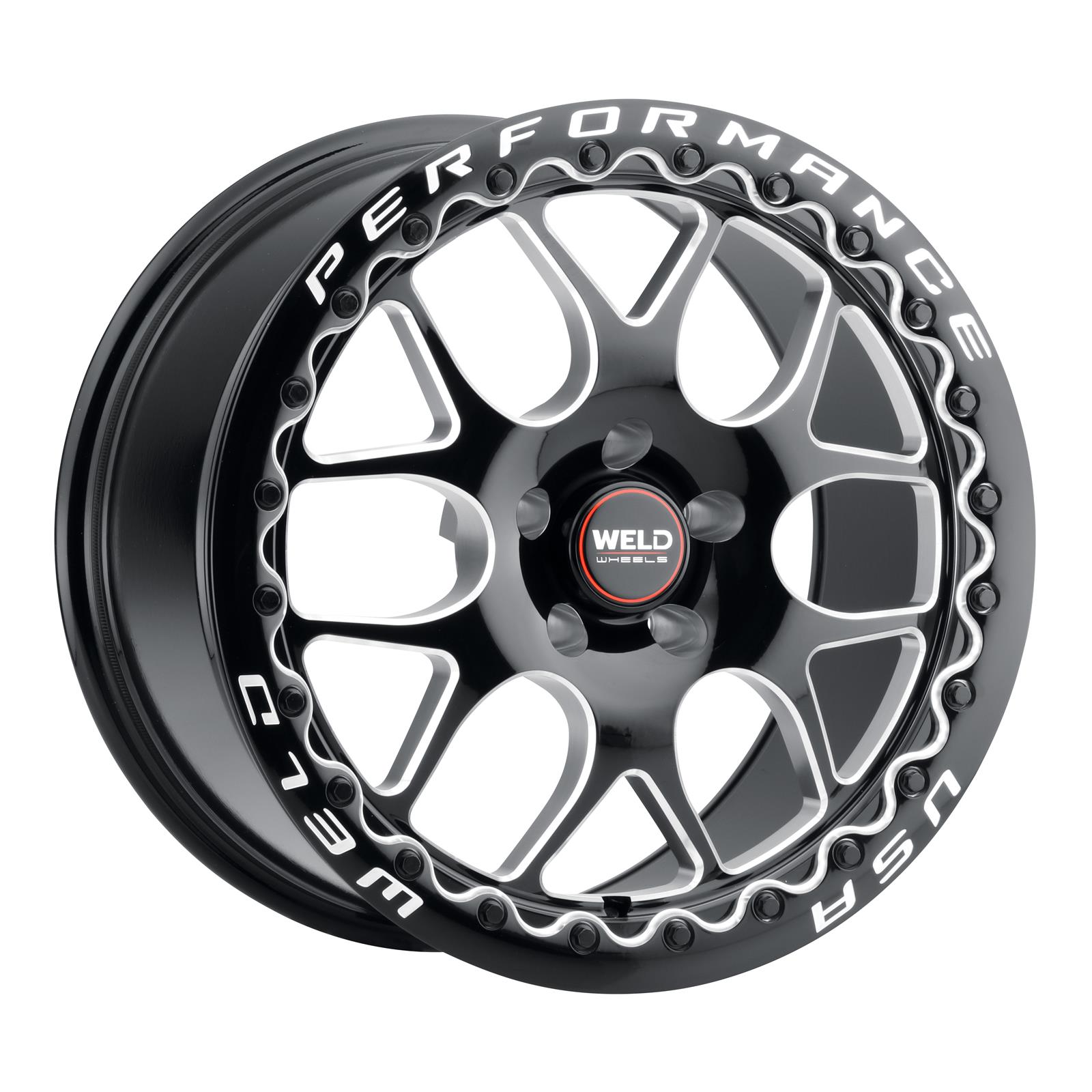 Weld Solana Beadlock 18x10 / 5x120 BP / ET42 / 78.1mm Bore - Gloss Black MIL DIA Wheel thumbnail 2