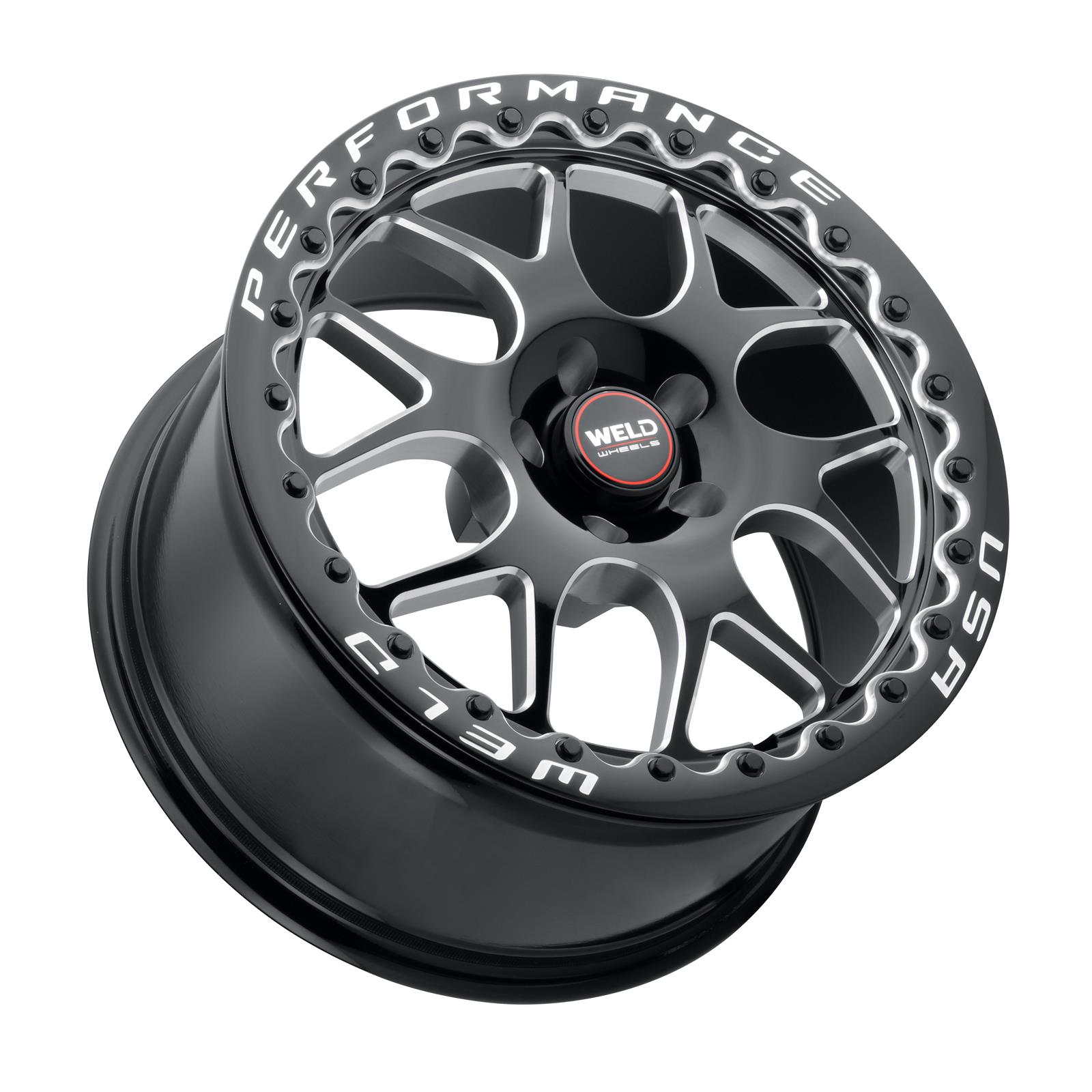Weld Solana Beadlock 18x10 / 5x120 BP / ET42 / 78.1mm Bore - Gloss Black MIL DIA Wheel thumbnail 3