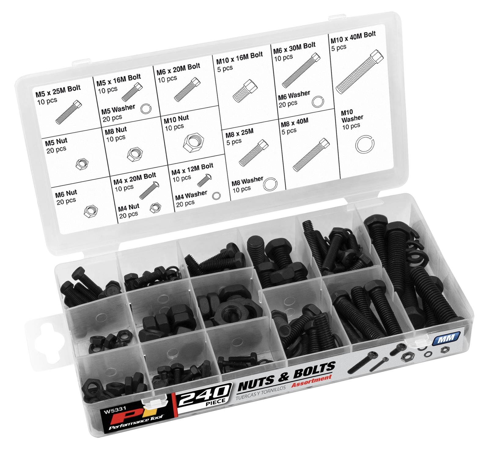 Performance Tool W5331 Performance Tool 240 Piece Metric Nut And Bolt Assortments Summit Racing 