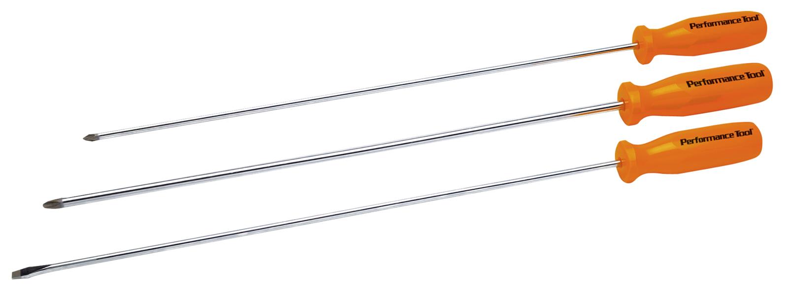 Performance Tool W924 Performance Tool 3Piece LongShaft Screwdriver