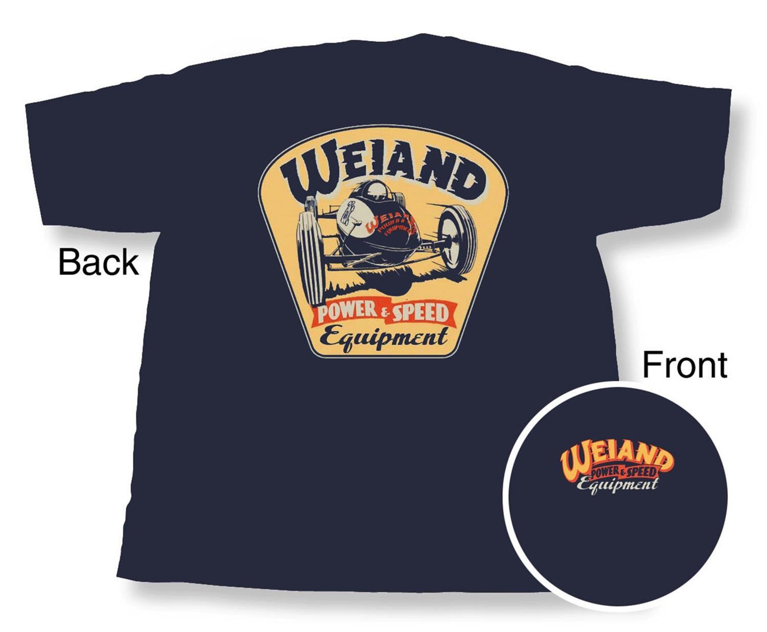 Weiand Retro Logo T-Shirts 10002-XLWND T-Shirt, Cotton, Speed and Racing Equipment, Navy Blue, Men's X-Large, Each