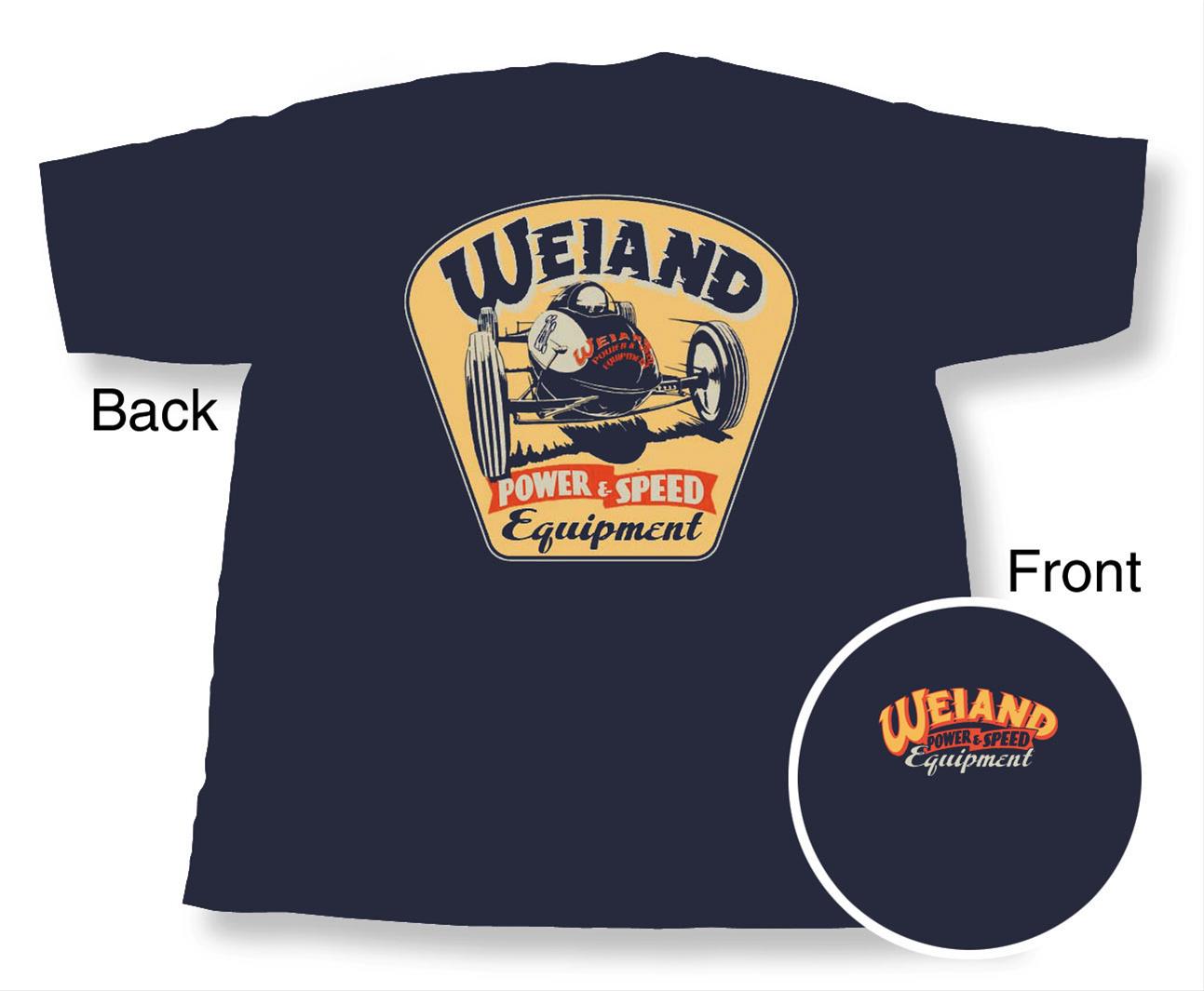 Weiand Retro Logo T-Shirts 10002-XLWND T-Shirt, Cotton, Speed and Racing Equipment, Navy Blue, Men's X-Large, Each thumbnail 2