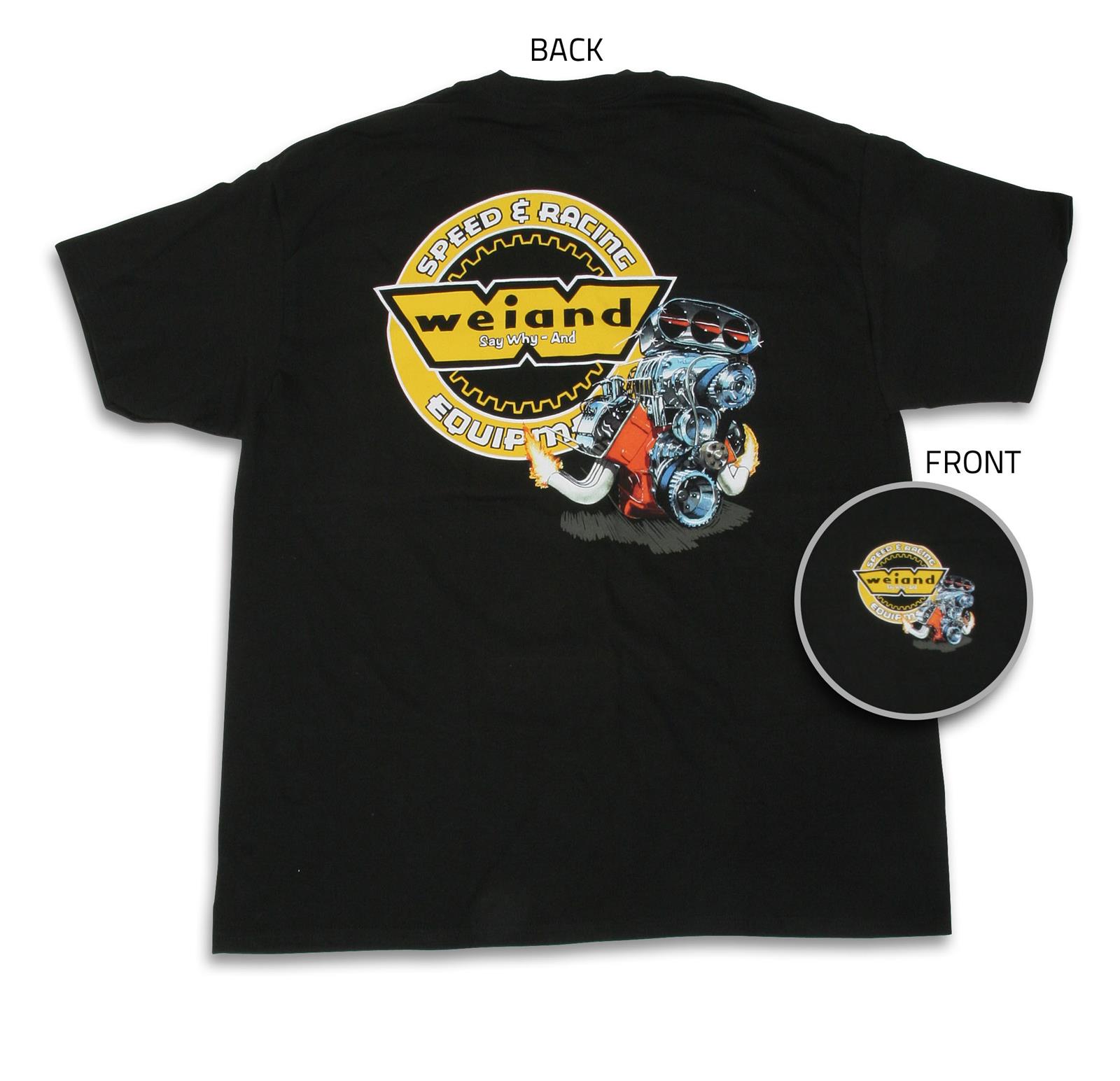 Weiand Equipment T-Shirts 10003-LGWND T-Shirt, Cotton, Speed and Racing Equipment, Black, Men's Large, Each