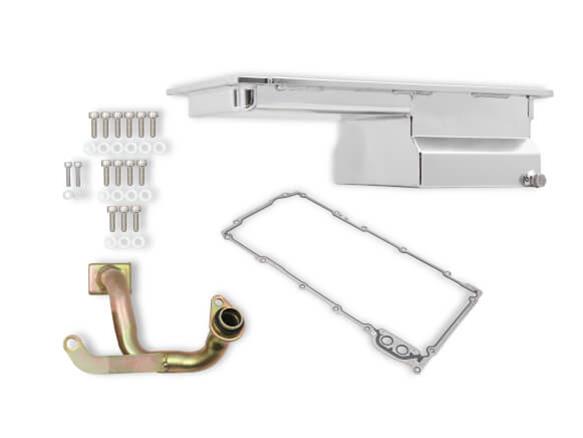 Weiand Oil Pan Packages 5044WND Pan, Fabricated, Aluminum, Silver, 7 Quart, Front Sump, Chevy, LS, Kit thumbnail 7