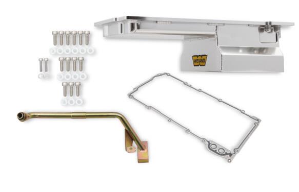 Weiand Oil Pan Packages 5045WND Pan, Fabricated, Aluminum, Silver, 7 Quart, Rear Sump, Chevy, LS, Kit thumbnail 7