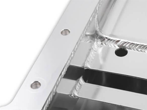 Weiand Oil Pan Packages 5045WND Pan, Fabricated, Aluminum, Silver, 7 Quart, Rear Sump, Chevy, LS, Kit thumbnail 5