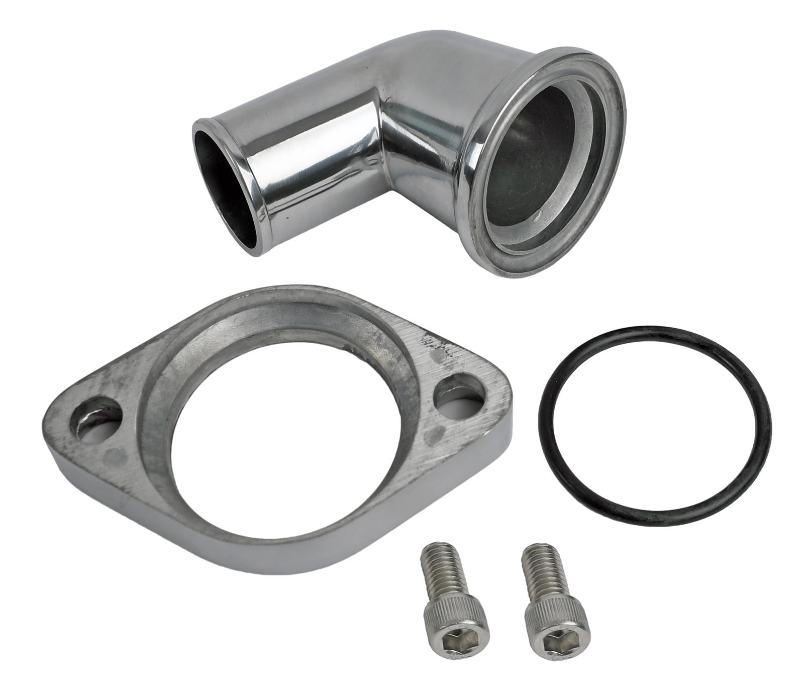 Weiand Aluminum Water Necks 6250 Neck, Aluminum, Polished, 15 Degree, Chevy, Big/Small Block, Each