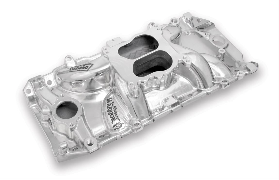 Weiand Street Warrior Intake Manifolds for 1974 BEL AIR, MONTE CARLO - 8122P Manifold, Warrior, Dual Plane, Polished, Square/Spread Bore, Chevy, Big Block, Peanut Port, Each