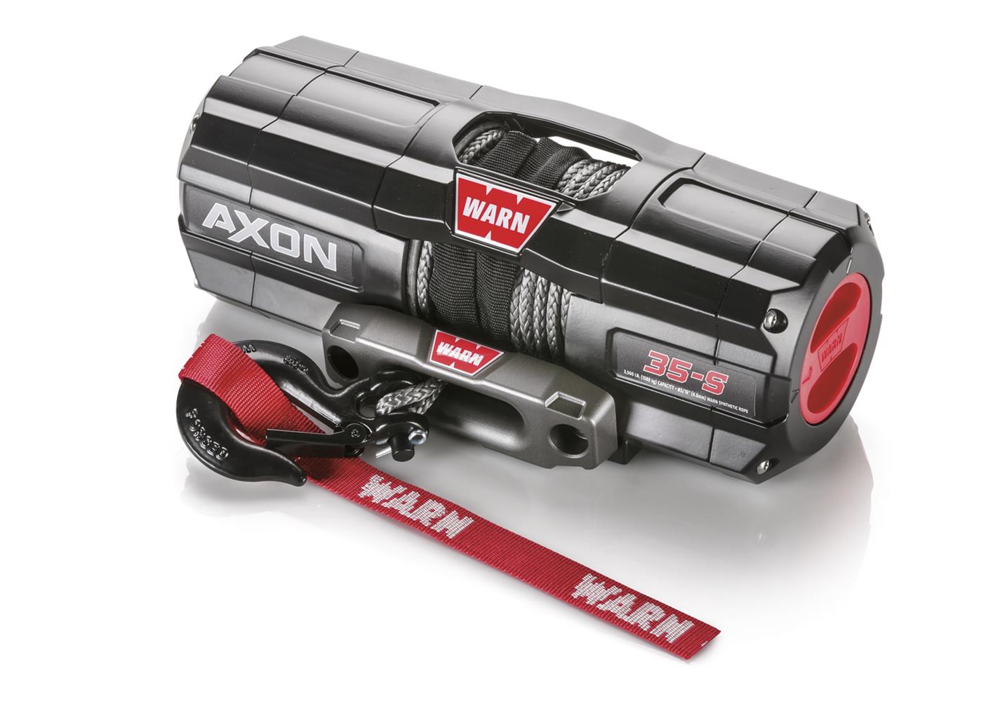 3,500 lbs. Warn Axon 35-S Powersport Winch 101130 Winch, 35-S, Electric, 12 V, lbs., Hawse Fairlead, 50 ft. Length Synthetic Rope, Handlebar Switch Remote, Each thumbnail 6