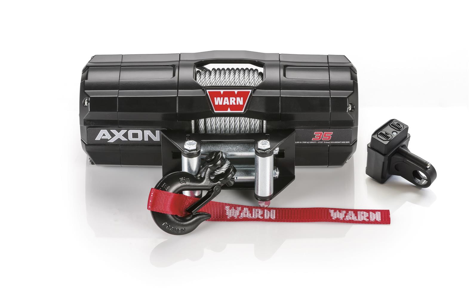 3,500 lbs. Warn Axon 35 Winch 101135 Winch, 35, Electric, 12 V, lbs., Roller Fairlead, 50 ft. Length Steel Cable, Handlebar Switch Remote, Each