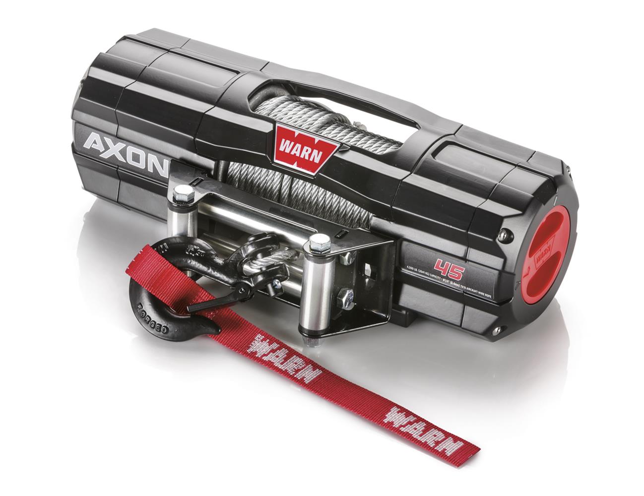 4,500 lbs. Warn Axon 45 Winch 101145 Winch, 45, Electric, 12 V, lbs., Roller Fairlead, 50 ft. Length Steel Cable, Handlebar Switch, 10 ft. Corded Remote, Each thumbnail 6