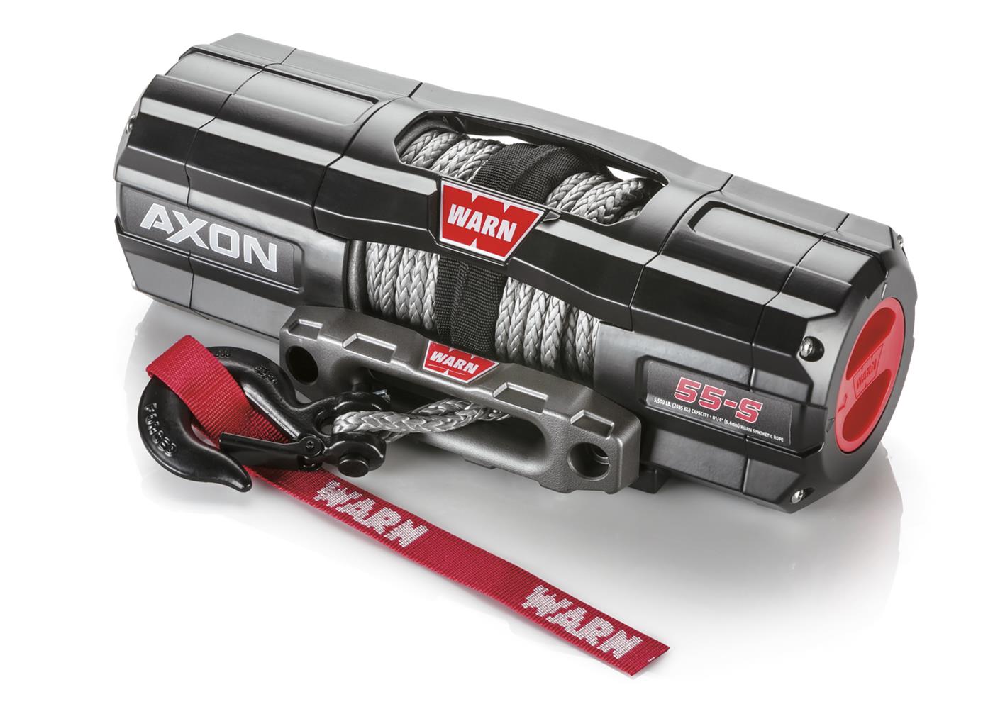 5,500 lbs. Warn Axon 55-S Powersport Winch 101150 Winch, 55-S, Electric, 12 V, lbs., Hawse Fairlead, 50 ft. Length Synthetic Rope, Handlebar Switch Remote, Each thumbnail 6