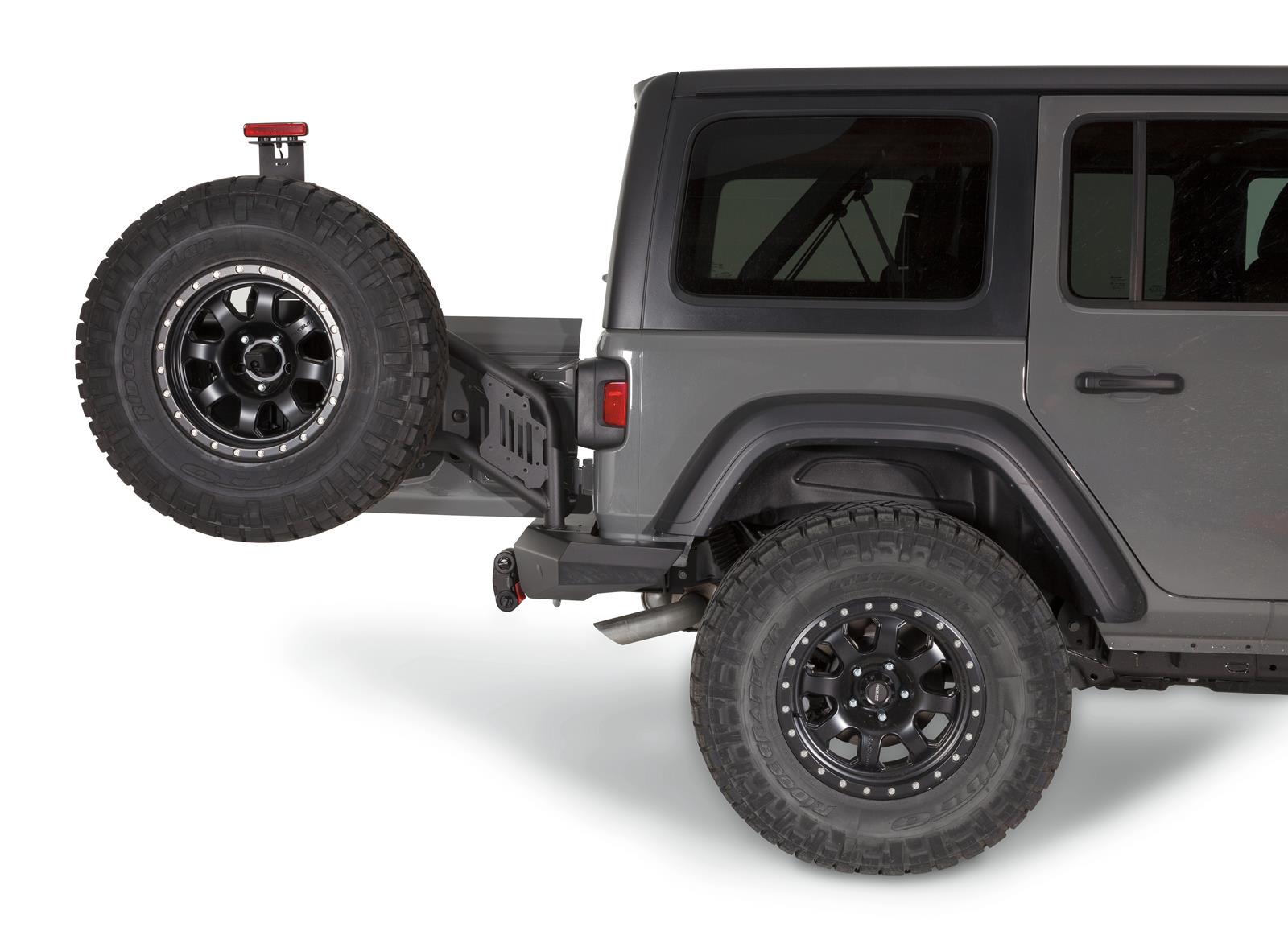 Warn Elite Series Rear Tire Carriers for 2018-2021 WRANGLER - 102255 Spare Carrier, Series, Bumper Location, Steel, Black Powdercoated, 40 in. Maximum Diameter, Jeep, Each