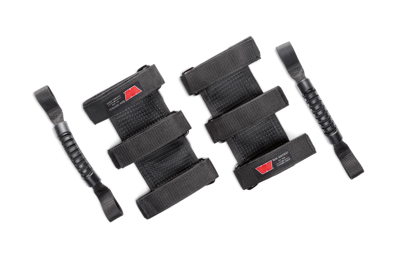 Warn Rubber Grip Grab Handles for 2007-2021 WRANGLER, 2018 WRANGLER JK - 102653 Bars and Handles, Handles, Nylon/Rubber, Black, Jeep, Pair