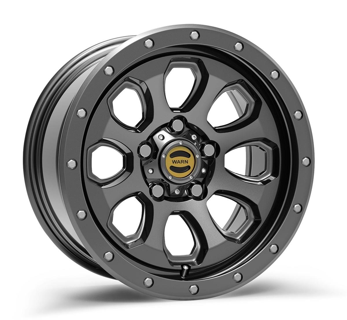 Warn Epic Moonsault Gunmetal Wheels 17x8.5 Wheel, Moonsault, Gunmetal, Gloss, Aluminum, 17 in. x 8.50 in., 5 x 5 in. Bolt Circle, 4.75 in. Backspace, Each