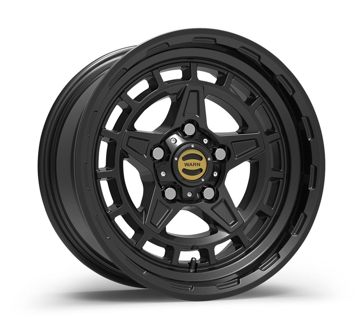 Warn Epic Diamond Cutter Black Wheels 17x8.5 Wheel, Cutter, Black, Gloss, Aluminum, 17 in. x 8.50 in., 5 x 5 in. Bolt Circle, 4.75 in. Backspace, Each