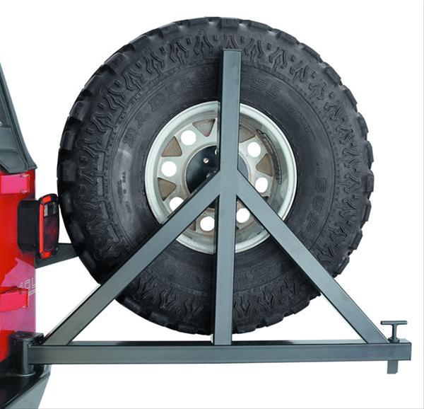 Warn Tire Carriers for 1976-1983 CJ5, 1976-1986 CJ7 - 63253 Carrier, Steel, Black, Fits Rock Crawler Rear Bumper 62947, Fits Up To 37 in. Diameter Tire, Jeep, Each