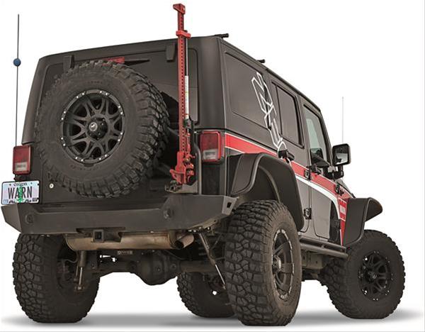 Warn Tire Carriers for 2007-2017 WRANGLER, 2018 WRANGLER JK - 89800 Spare Carrier, Steel, Black Powdercoated, 40 in. Maximum Diameter, Jeep, Each